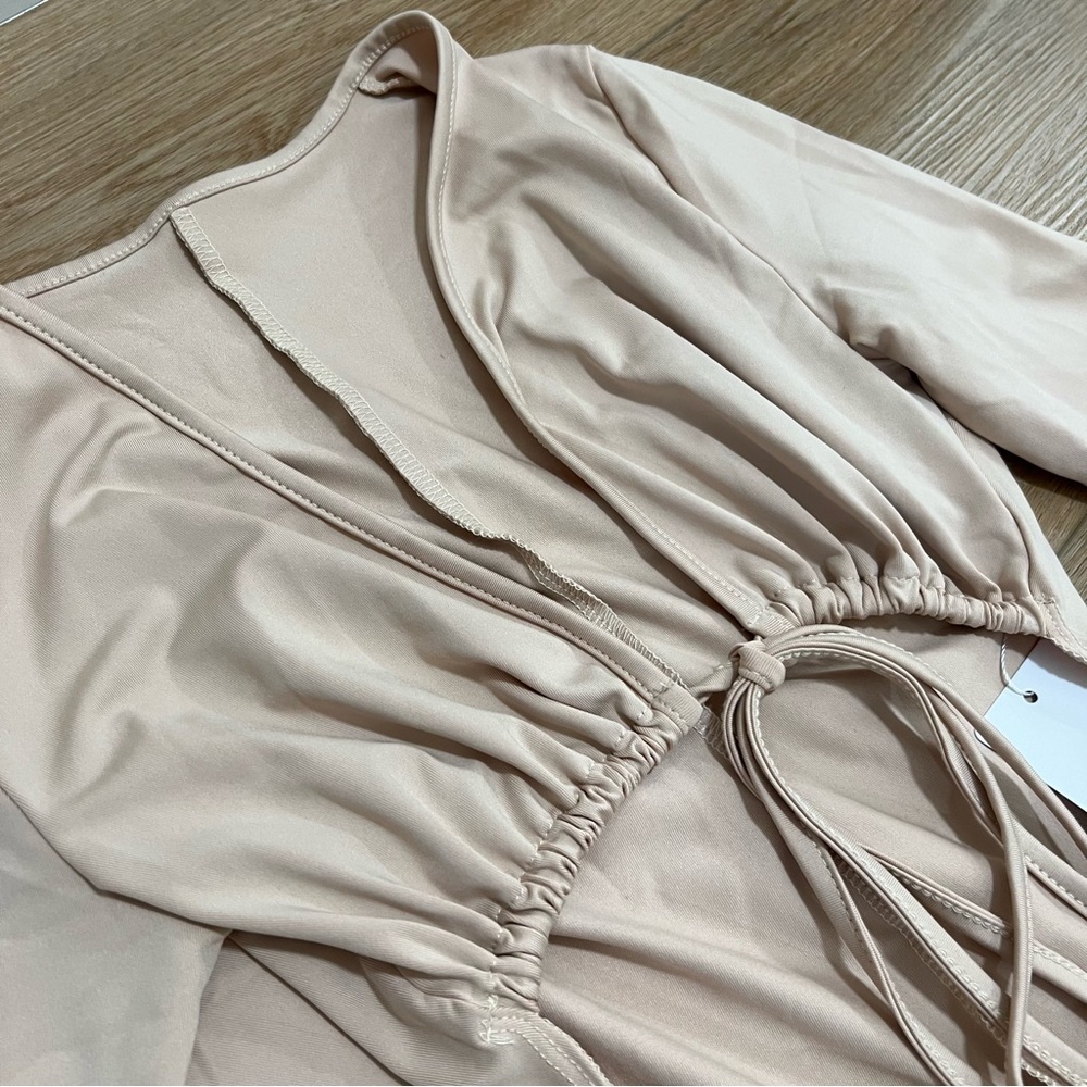 Solid Jumpsuit Drawstring Cleavage Waist Out One … - image 6